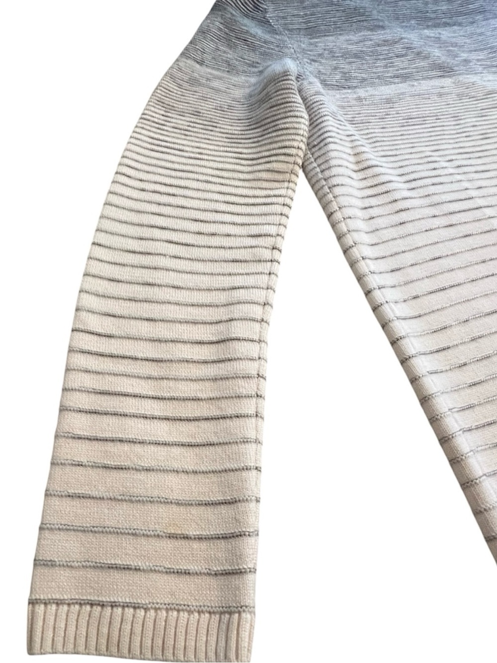 Lafayette 148 New York Wool Cardigan Sweater Ombre Gray Beige Leather Closure S - Picture 8 of 10